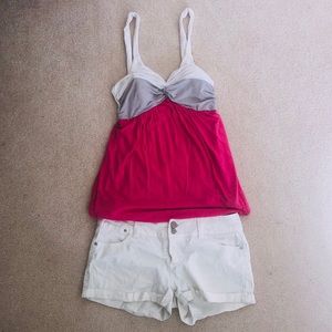 Pink grey and white flowy top